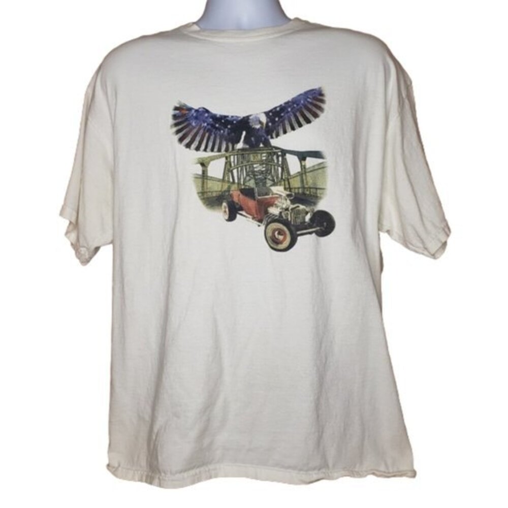GILDAN WHITE T SHIRT T BUCKET HOT ROD SIZE XL
